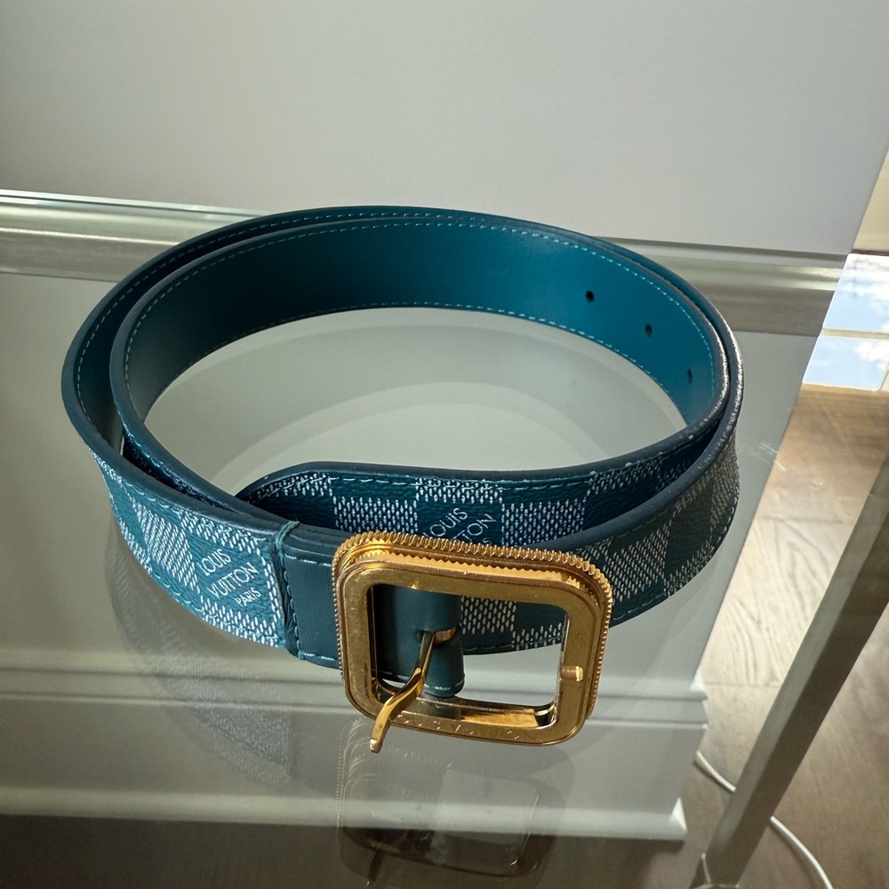 Louis Vuitton Teal and Gold Belt